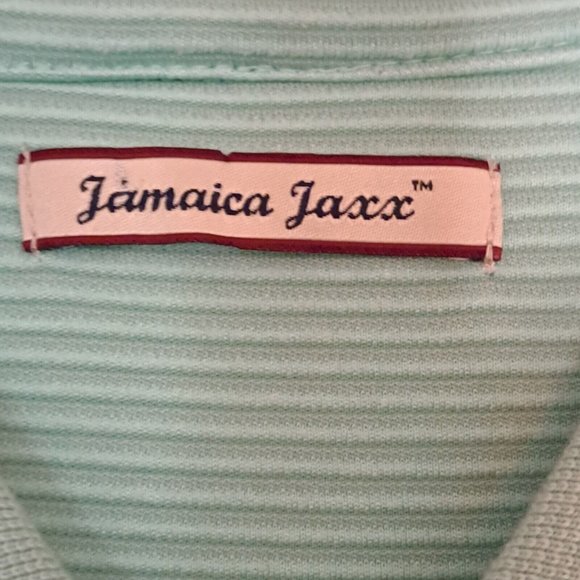 Jamaica Jaxx Polo Shirt Men's XXL Textured Striped Aqua Green Blue Modal Blend - Picture 3 of 6